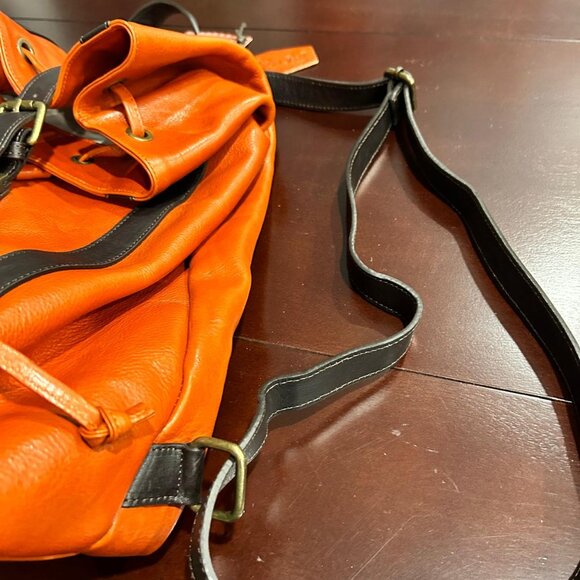 Genuine Italian Leather Backpack - Burnt Orange - Unisex - Picture 6 of 10